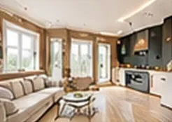 Renovated open-plan living space with smooth skimmed walls