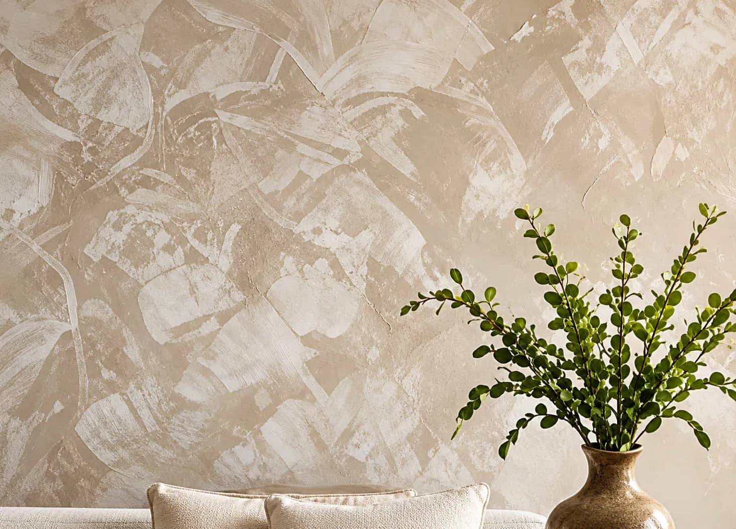 Textured decorative plaster feature wall