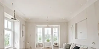 Period room with a smooth finished plaster surface